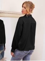 Drop Shoulder Satin Blouse