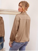 Drop Shoulder Satin Blouse