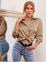 Drop Shoulder Satin Blouse