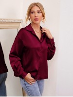 Drop Shoulder Satin Blouse