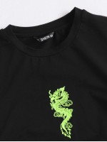 Dragon Print Drawstring Side Tee