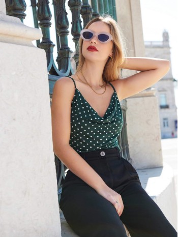 Cowl Neck Polka Dot Cami Top