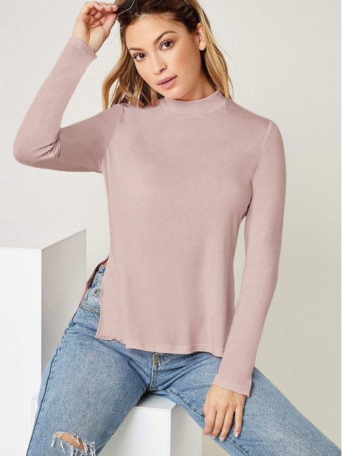 Mock Neck Solid Top