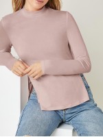 Mock Neck Solid Top