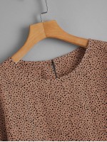 Dalmatian Print Dip Hem Blouse