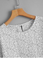 Dalmatian Print Dip Hem Blouse