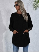 Button Back Curved Hem Longline Tee