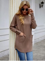 Button Back Batwing Sleeve Long Tee