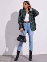 Drop Shoulder Plaid Blouse