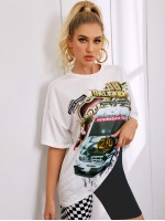 Car Graphic Drop Shoulder Oversized Tee