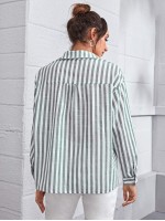 Drop Shoulder Striped Blouse