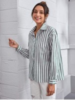 Drop Shoulder Striped Blouse