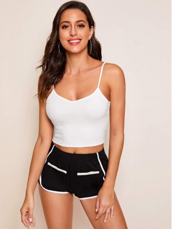 Rib-knit Crop Cami Top