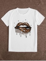 Leopard Lip Print Short Sleeve Tee