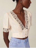 RAYON RELAXED JACQUARD LACE BLOUSE