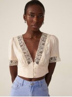 RAYON RELAXED JACQUARD LACE BLOUSE