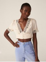 RAYON RELAXED JACQUARD LACE BLOUSE