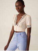 RAYON RELAXED JACQUARD LACE BLOUSE