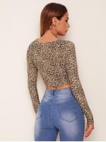 Leopard Ruched Crop Top