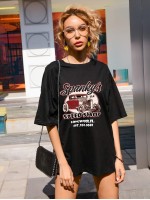 Car And Letter Graphic Oversized Tee