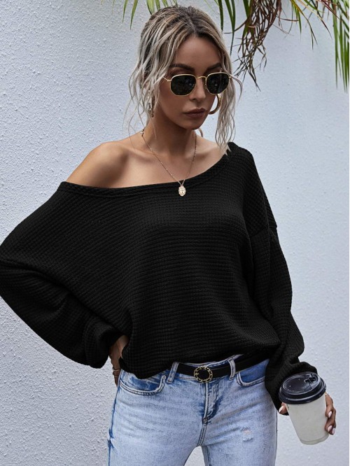 Drop Shoulder Oversized Waffle Tee