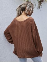 Waffle Knit Drop Shoulder Oversized Tee