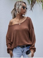 Waffle Knit Drop Shoulder Oversized Tee