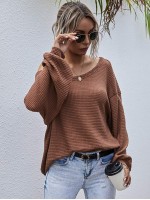 Waffle Knit Drop Shoulder Oversized Tee