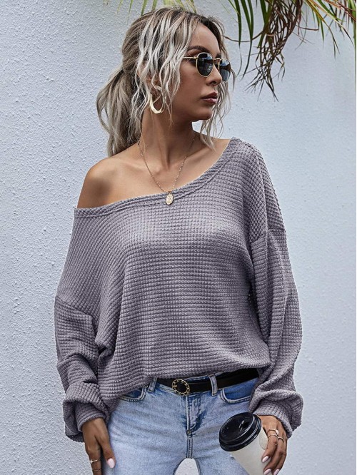 Drop Shoulder Oversized Waffle Tee