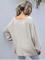 Waffle Knit Drop Shoulder Oversized Tee