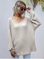 Waffle Knit Drop Shoulder Oversized Tee