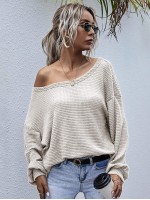 Waffle Knit Drop Shoulder Oversized Tee