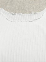 Ribbed Lettuce-Edge Cropped Tee