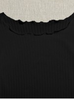 Lettuce Edge Rib-knit Crop Tee