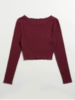 Lettuce Edge Rib-knit Crop Tee