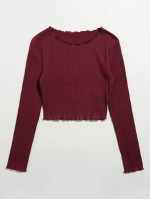 Lettuce Edge Rib-knit Crop Tee