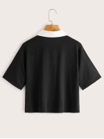 Contrast Polo Neck Short Sleeve Tee