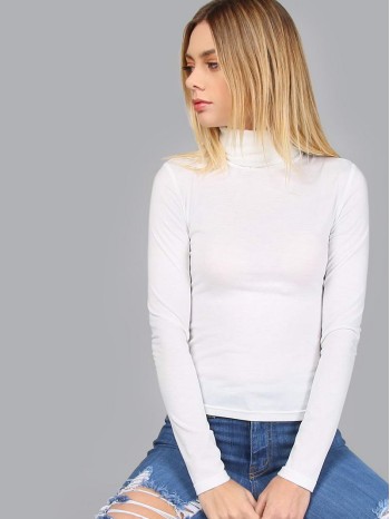 Turtleneck Ribbed Slim Fit T-shirt