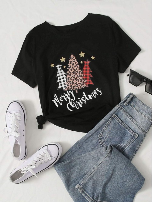 Christmas Print Short Sleeve Tee