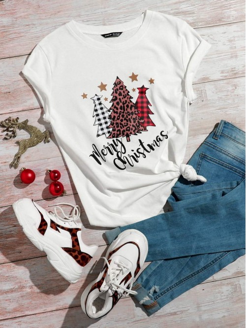 Christmas Print Short Sleeve Tee