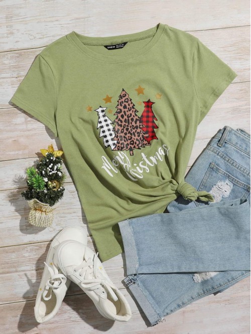 Christmas Print Short Sleeve Tee