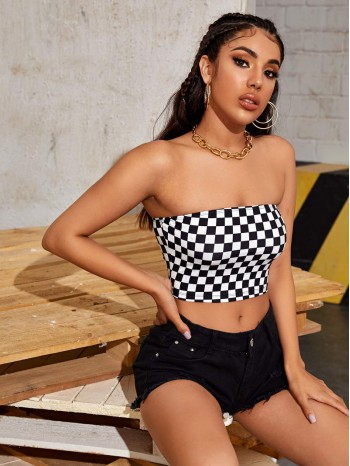 Checkered Tube Top