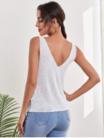 Raw-Cut Trim Semi-Sheer Tank Top