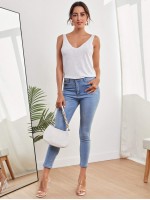 Raw-Cut Trim Semi-Sheer Tank Top