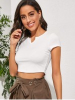 Notched Neck Crop Top