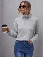 Rolled Neck Rib-knit Tee