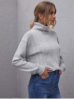 Rolled Neck Rib-knit Tee