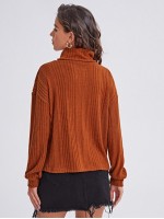 Rolled Neck Rib-knit Tee