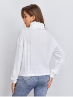 Rolled Neck Rib-knit Tee