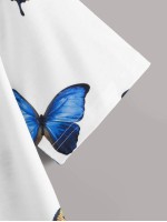 Butterfly Print Round Neck Tee